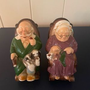 Vintage retirement fund rocking chair piggy banks man & woman SO CUTE!
